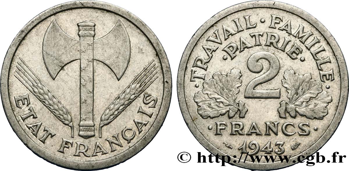 2 francs Francisque 1943  F.270/2 MBC54 