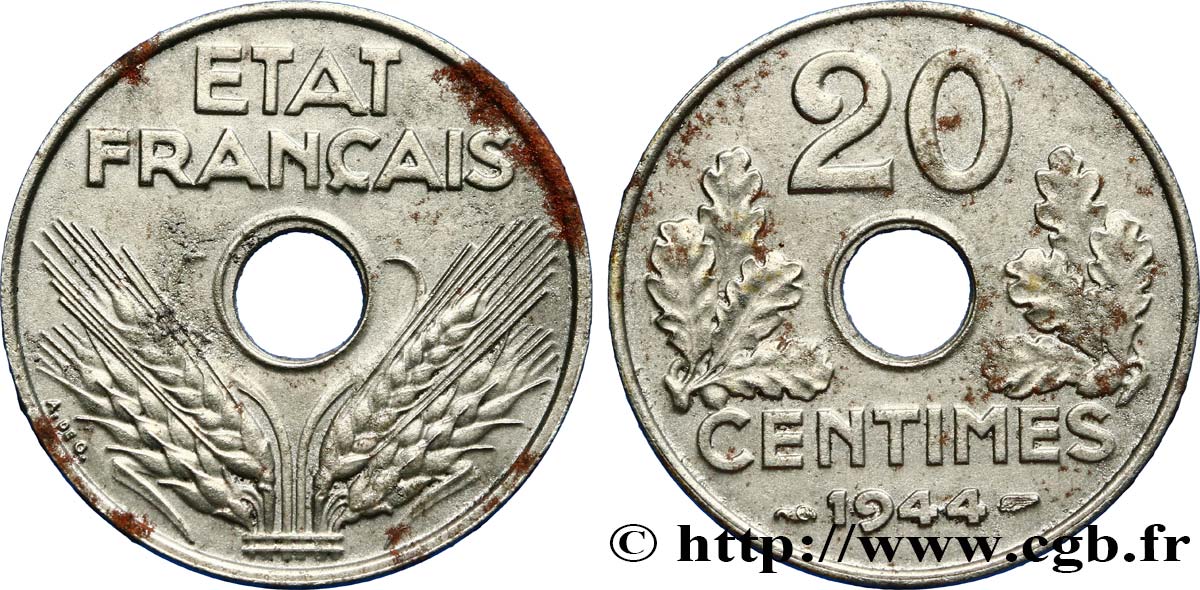 20 centimes fer 1944  F.154/3 BB50 