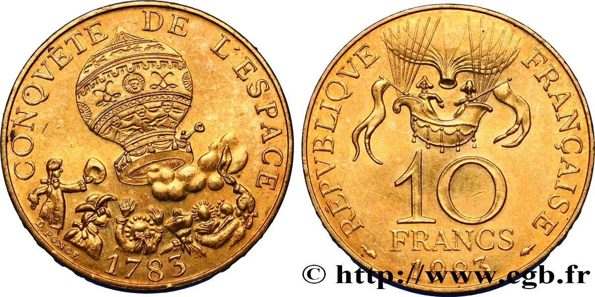 10 francs Conquête de l’Espace 1983  F.367/2 EBC60 