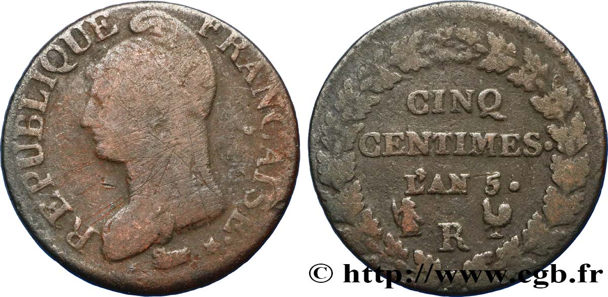 Cinq centimes Dupré, grand module 1797 Orléans F.115/28 BC20 