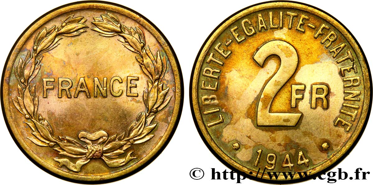 2 francs France 1944  F.271/1 EBC58 