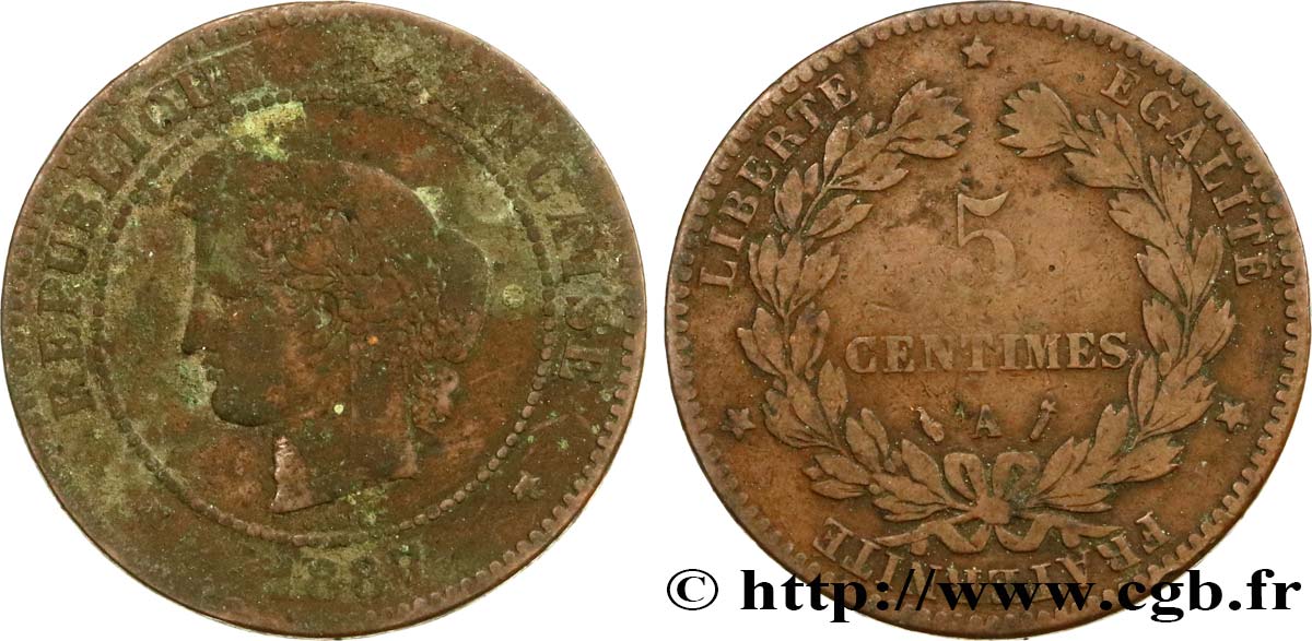 5 centimes Cérès 1887 Paris F.118/29 S15 
