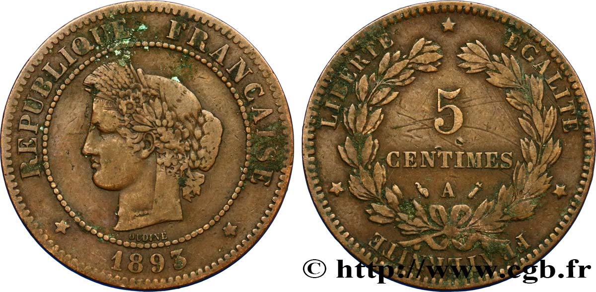 5 centimes Cérès 1893 Paris F.118/35 BC25 