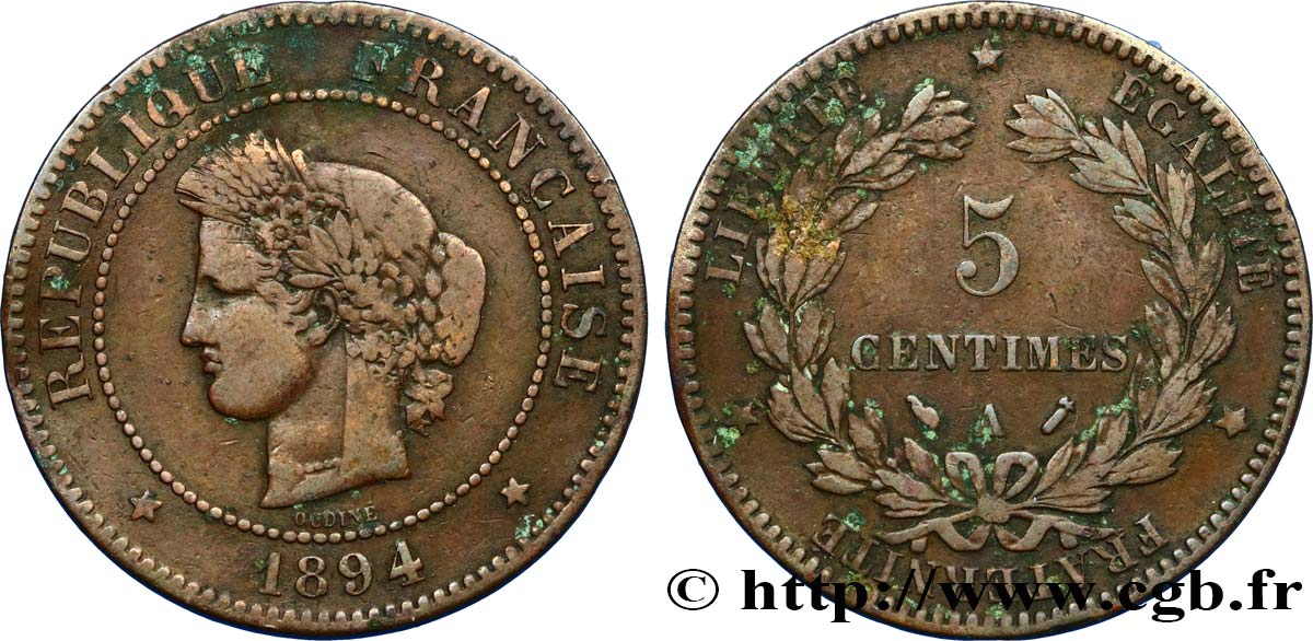 5 centimes Cérès 1894 Paris F.118/36 VF25 