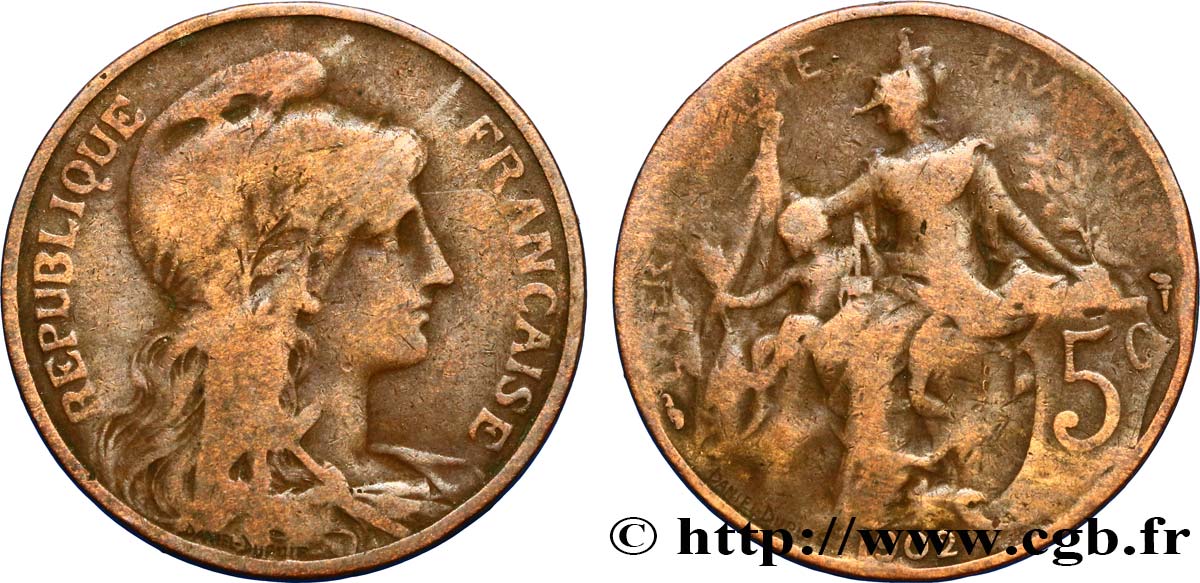 5 centimes Daniel-Dupuis 1902  F.119/12 VF25 