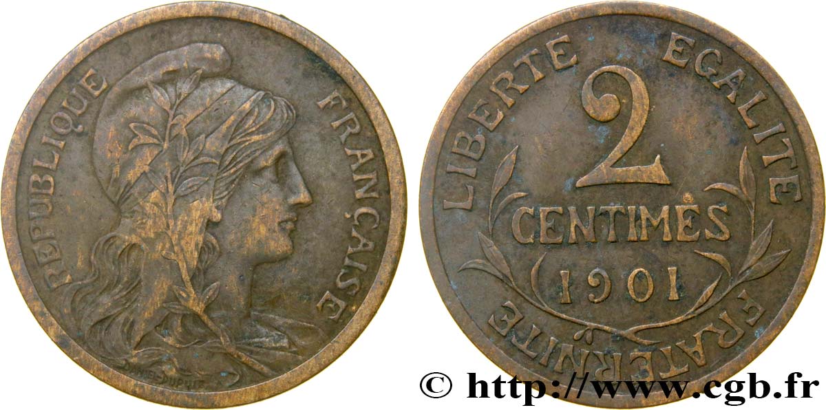 2 centimes Daniel-Dupuis 1901 Paris F.110/6 MBC40 