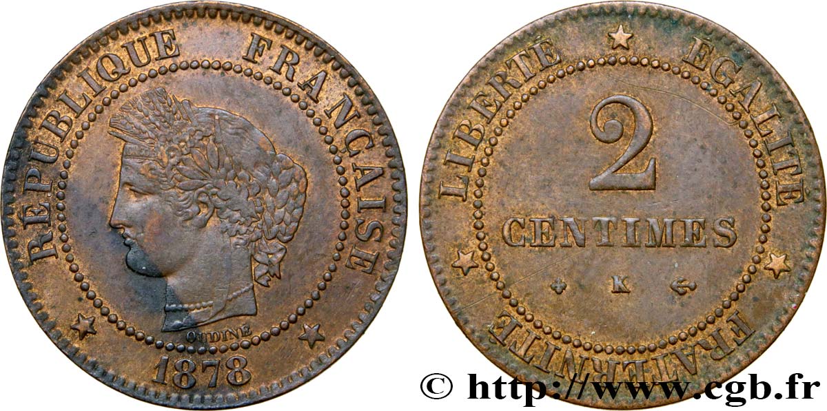 2 centimes Cérès 1878 Bordeaux F.109/4 TTB45 