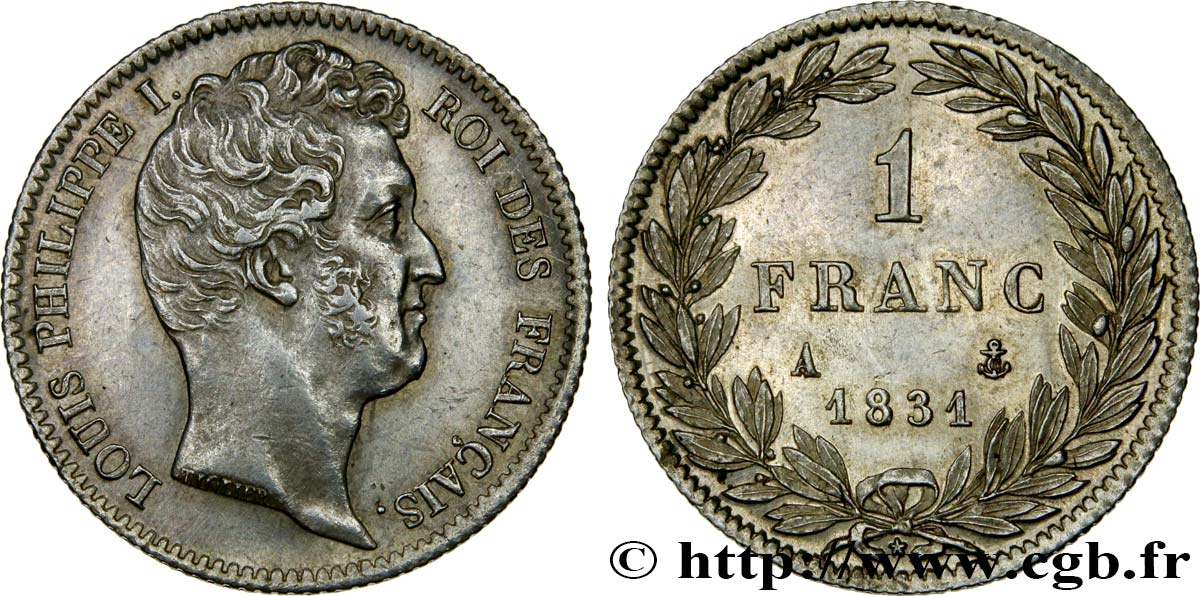 1 franc Louis-Philippe, tête nue 1831 Paris F.209/1 EBC55 