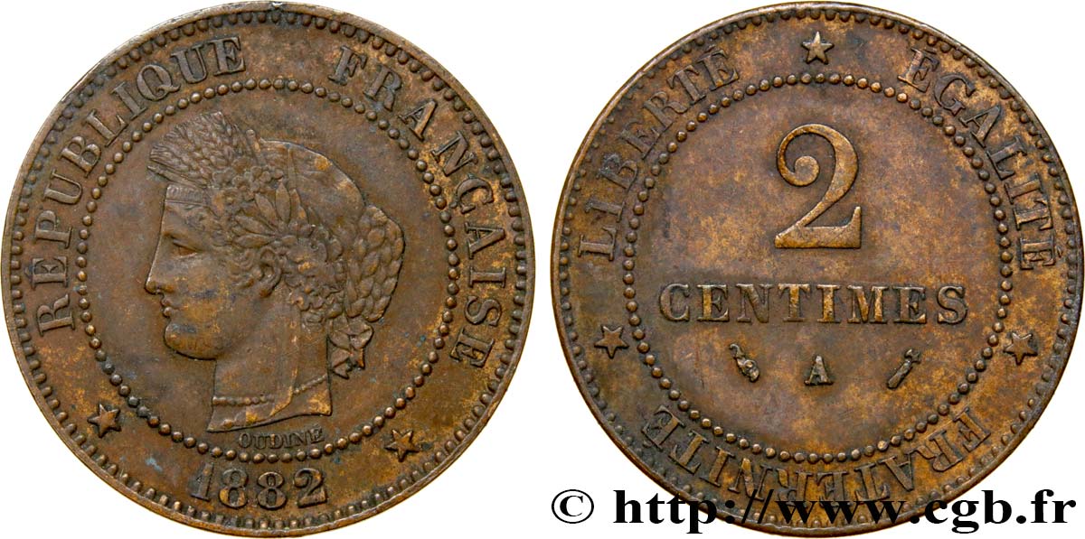 2 centimes Cérès 1882 Paris F.109/7 TTB40 