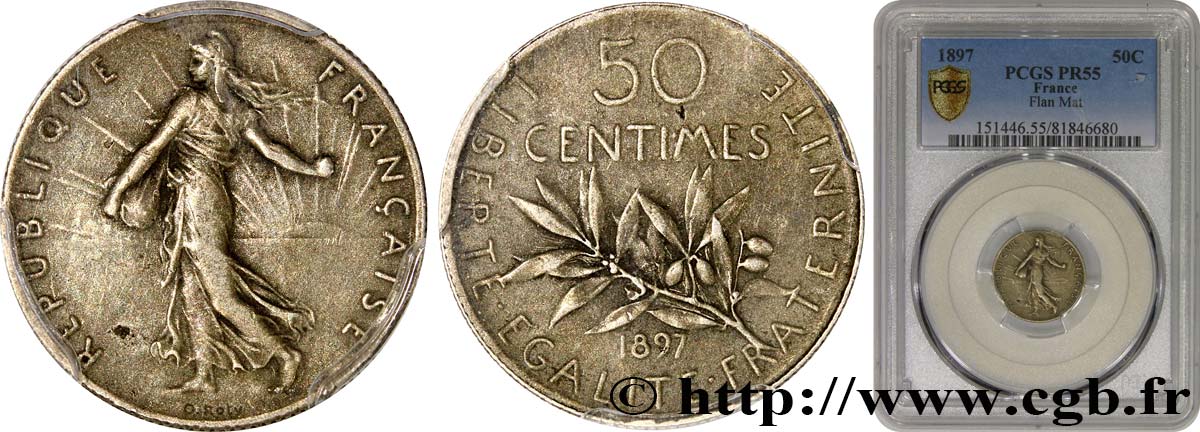 50 centimes Semeuse 1897  F.190/2 EBC55 PCGS