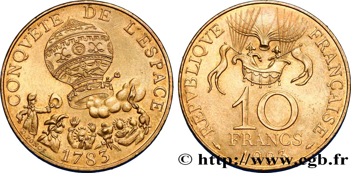 10 francs Conquête de l’Espace 1983  F.367/2 AU50 