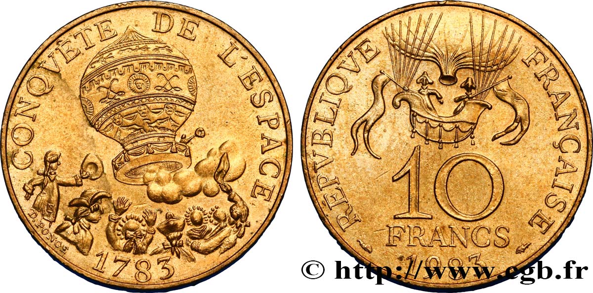 10 francs Conquête de l’Espace 1983  F.367/2 AU55 
