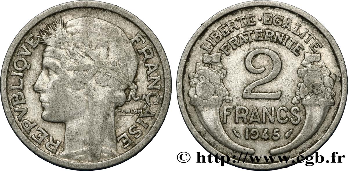 2 francs Morlon, aluminium 1945  F.269/5 BB45 