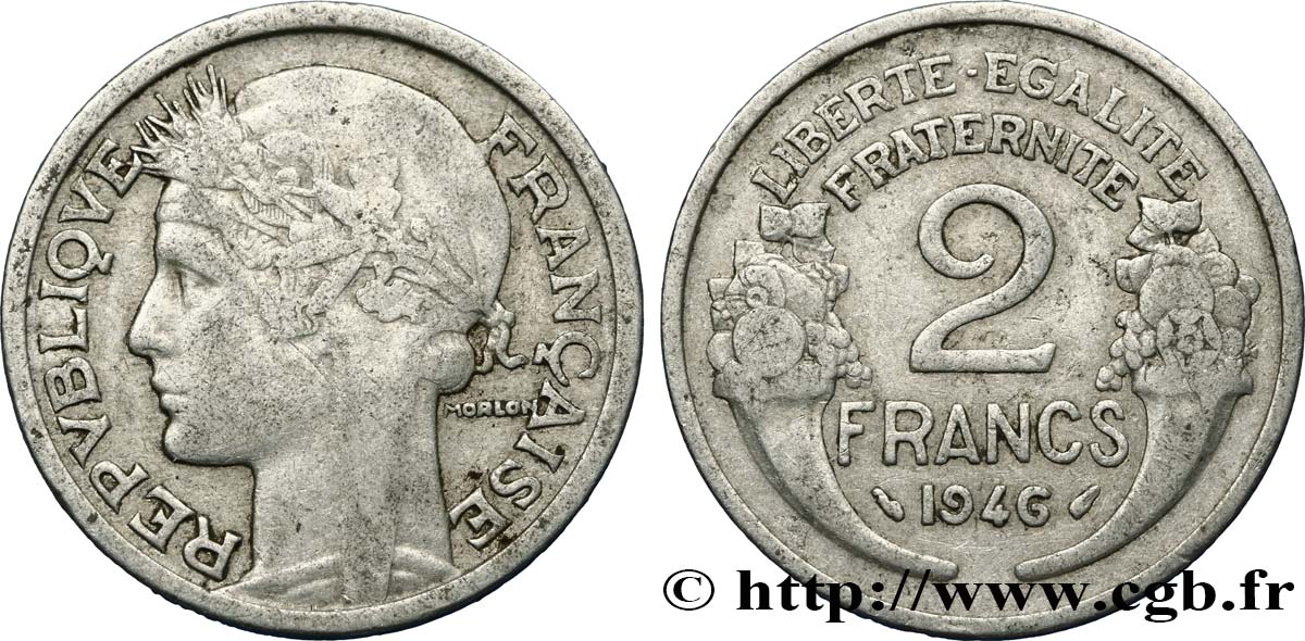 2 francs Morlon, aluminium 1946  F.269/8 VF35 