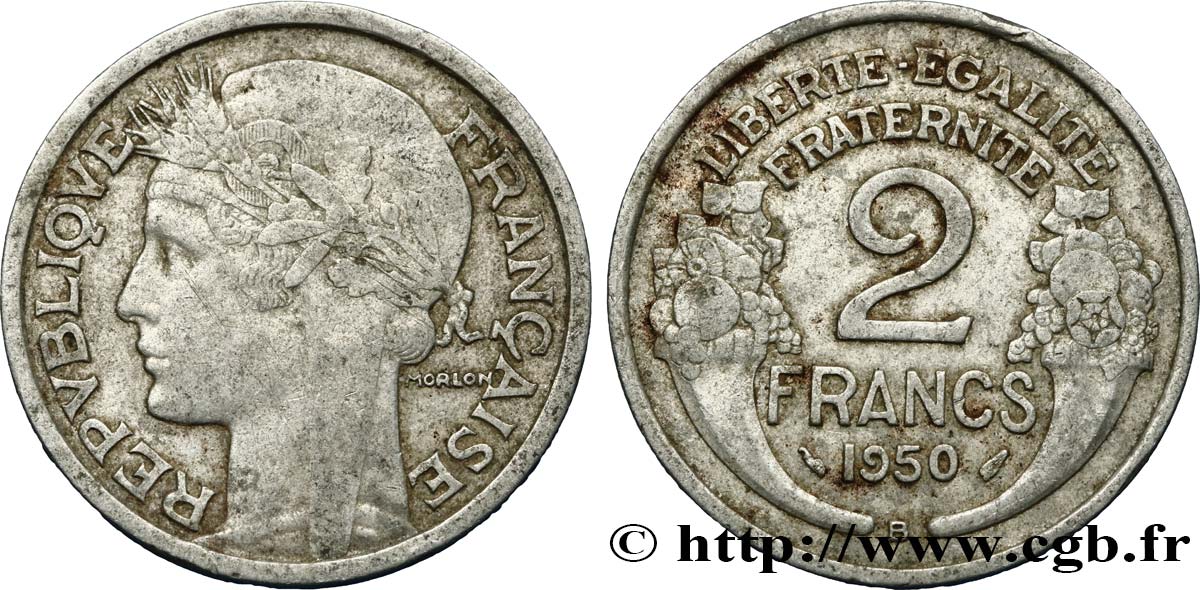 2 francs Morlon, aluminium 1950 Beaumont-Le-Roger F.269/17 TTB45 