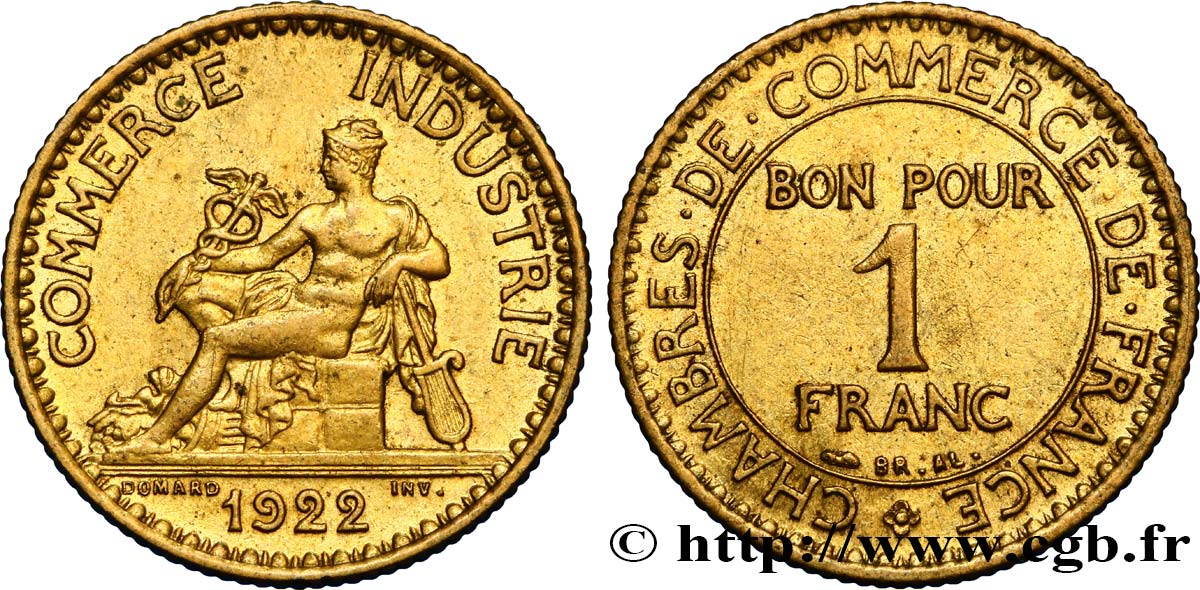 1 franc Chambres de Commerce 1922 Paris F.218/4 VZ58 
