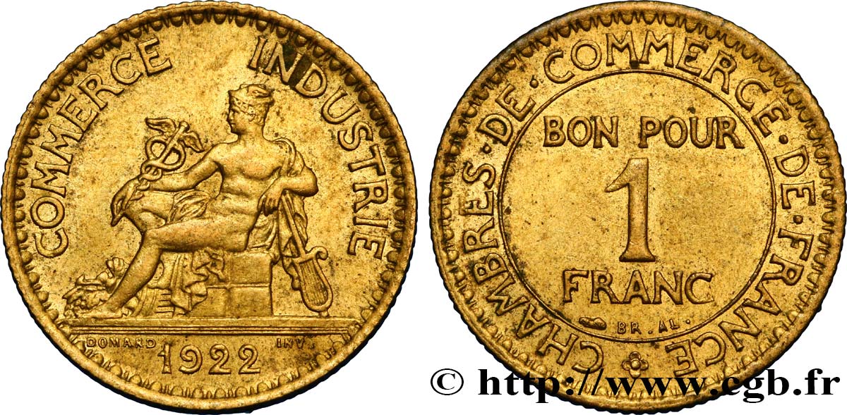 1 franc Chambres de Commerce 1922 Paris F.218/4 SPL58 