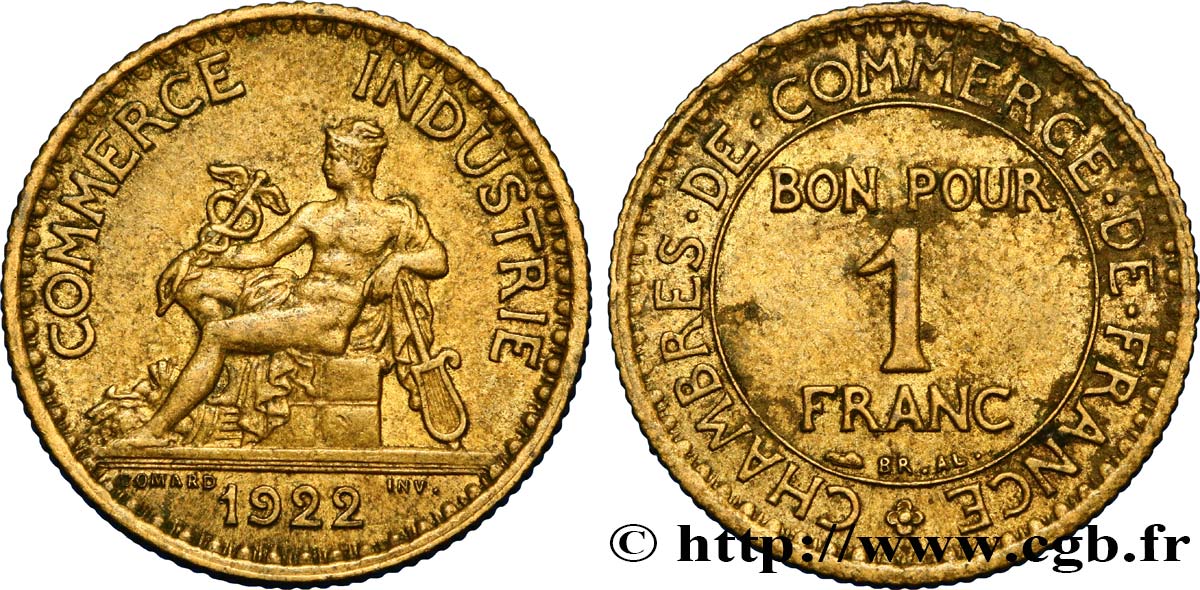 1 franc Chambres de Commerce 1922 Paris F.218/4 TTB52 