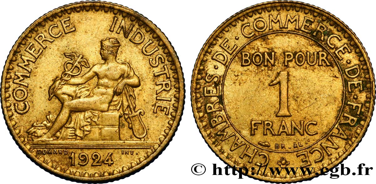 1 franc Chambres de Commerce 1924 Paris F.218/6 MBC52 