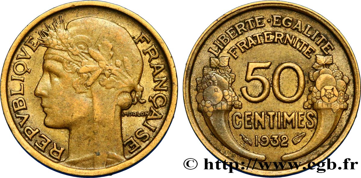 50 centimes Morlon, sans raisin ni fruit, 9 et 2 fermés 1932  F.192/9 SS45 