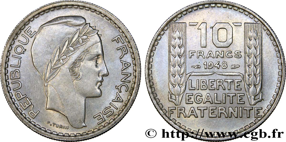 10 francs Turin, petite tête 1948  F.362/3 MS62 