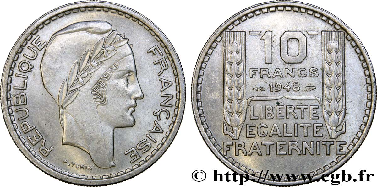 10 francs Turin, petite tête 1948  F.362/3 SPL62 