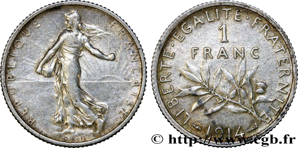 1 franc Semeuse 1914 Paris F.217/19 AU52 