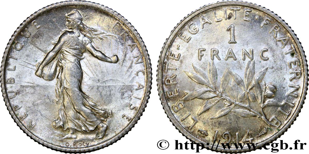 1 franc Semeuse 1914 Paris F.217/19 EBC55 