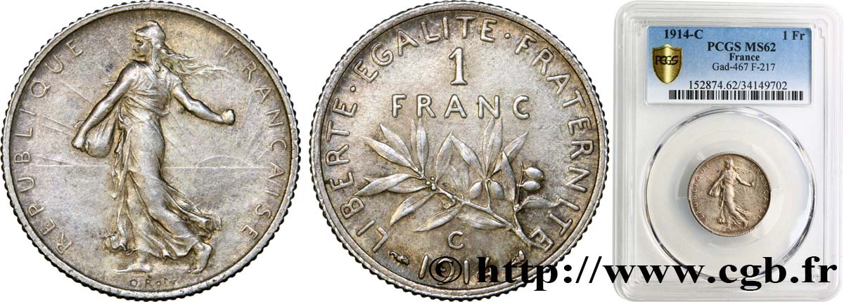 1 franc Semeuse 1914 Castelsarrasin F.217/20 EBC62 PCGS