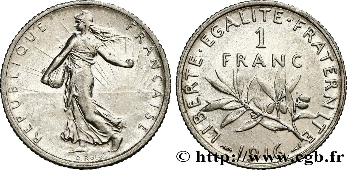 1 franc Semeuse 1916 Paris F.217/22 EBC58 