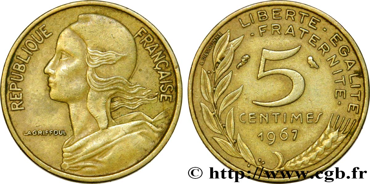 5 centimes Marianne 1967 Paris F.125/3 MBC40 