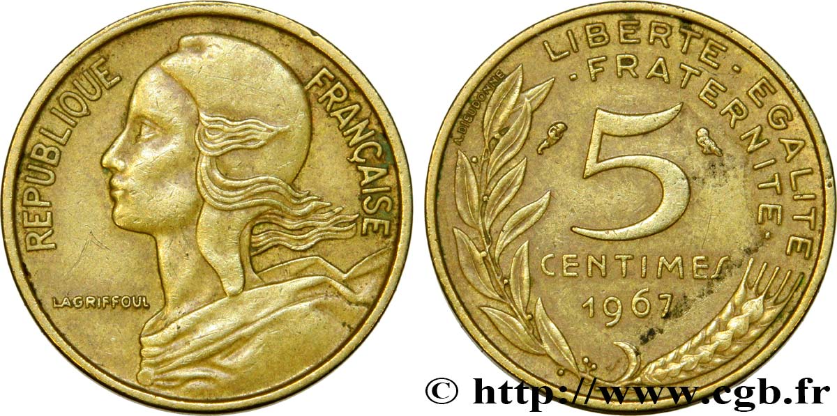 5 centimes Marianne 1967 Paris F.125/3 BB45 