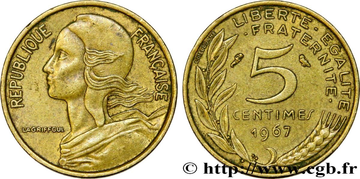 5 centimes Marianne 1967 Paris F.125/3 MBC45 
