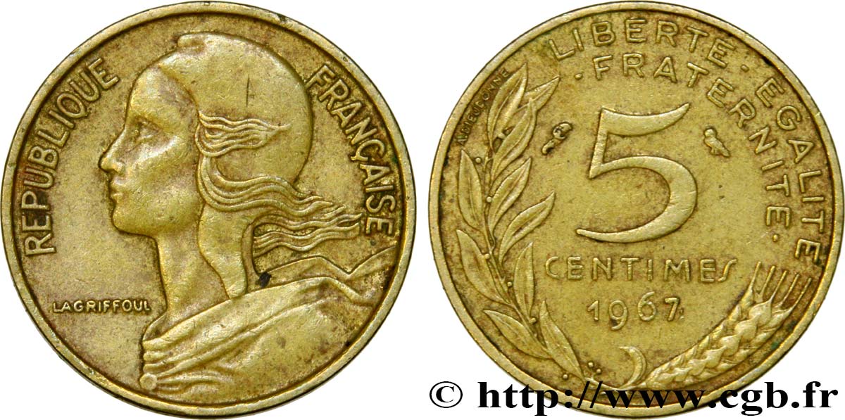 5 centimes Marianne 1967 Paris F.125/3 BC35 