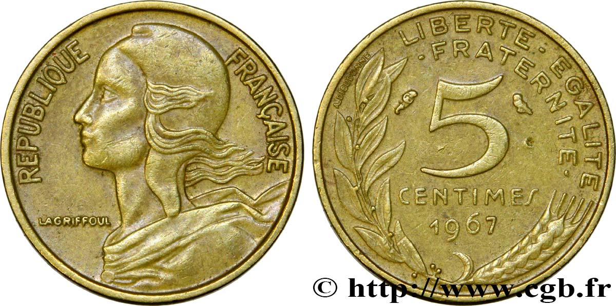 5 centimes Marianne 1967 Paris F.125/3 BB45 
