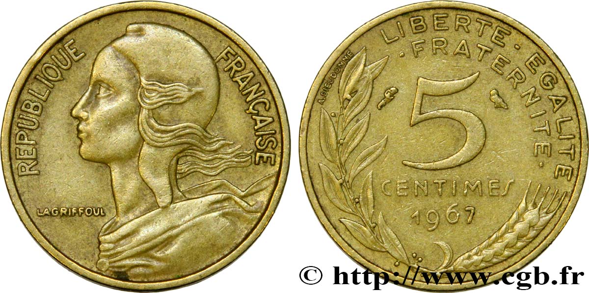 5 centimes Marianne 1967 Paris F.125/3 MBC45 