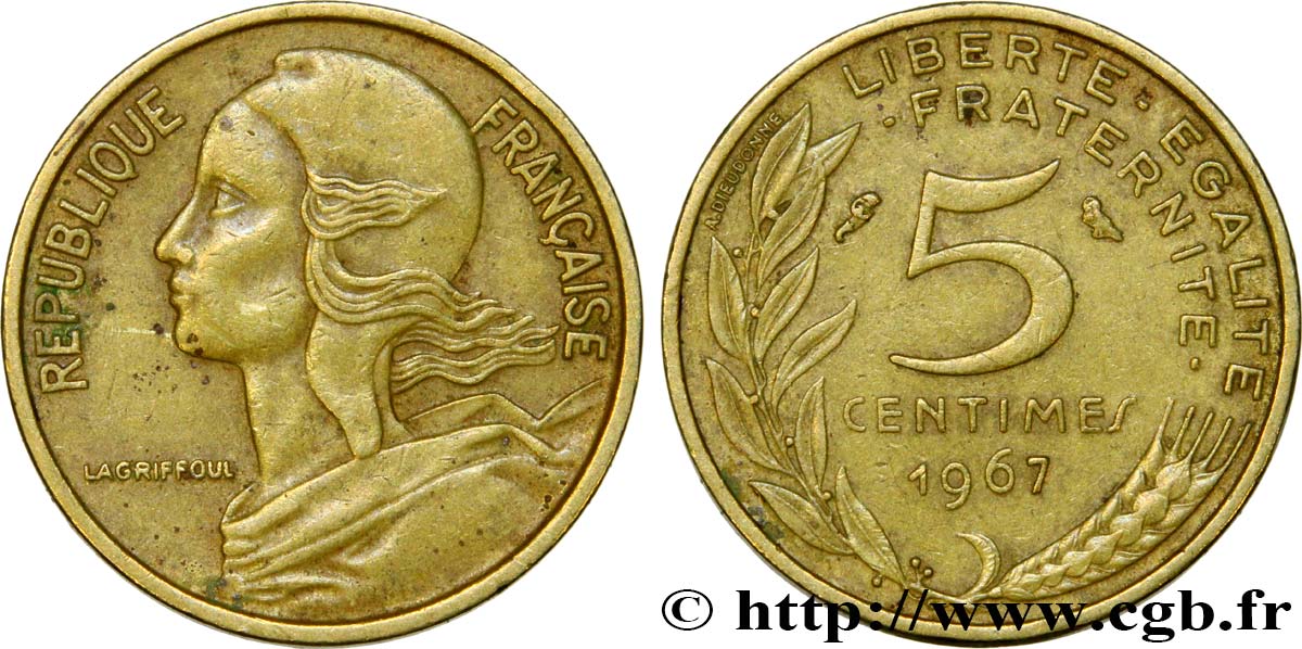 5 centimes Marianne 1967 Paris F.125/3 TB35 