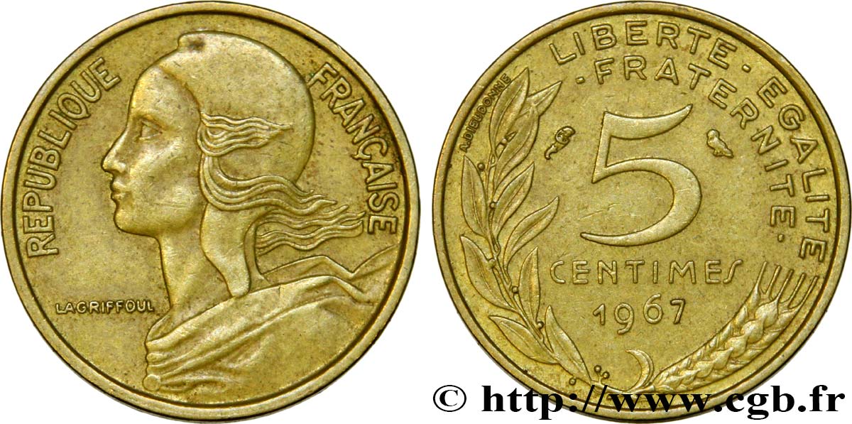 5 centimes Marianne 1967 Paris F.125/3 MBC48 
