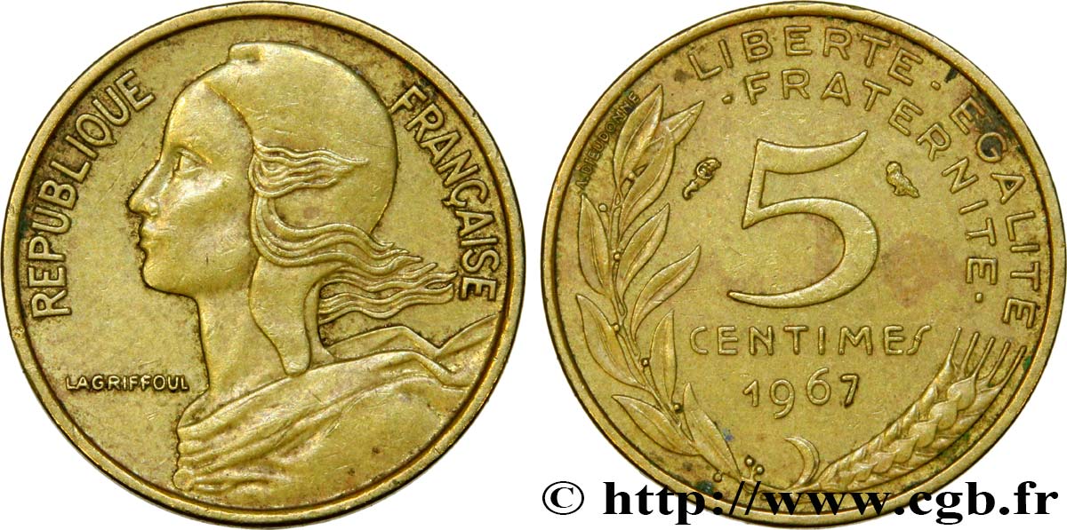5 centimes Marianne 1967 Paris F.125/3 MBC45 