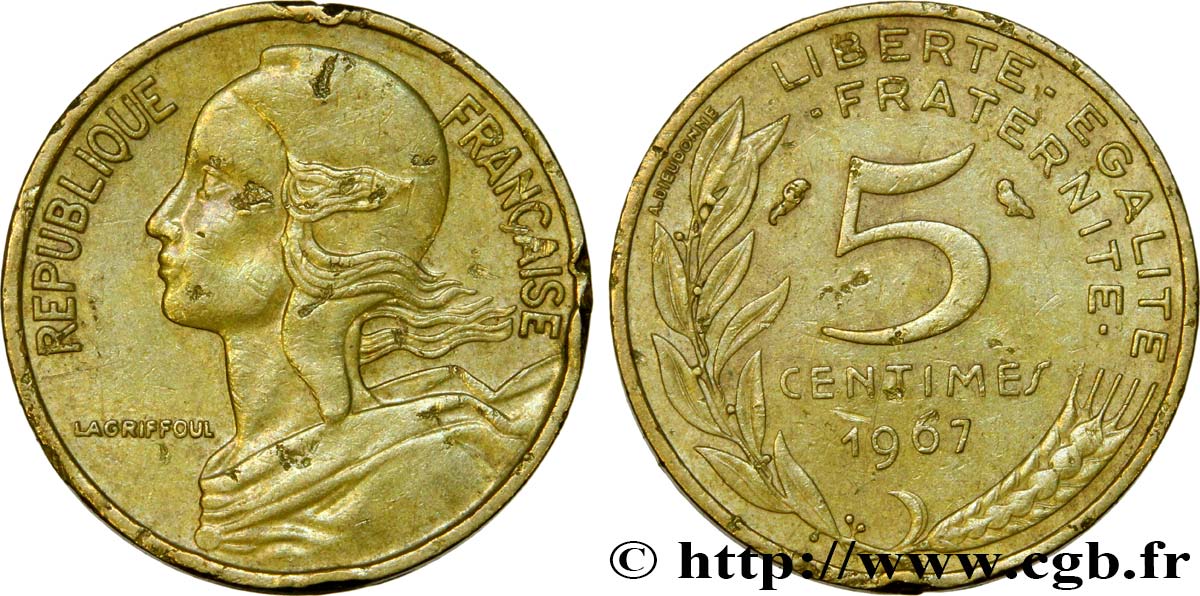 5 centimes Marianne 1967 Paris F.125/3 BC 