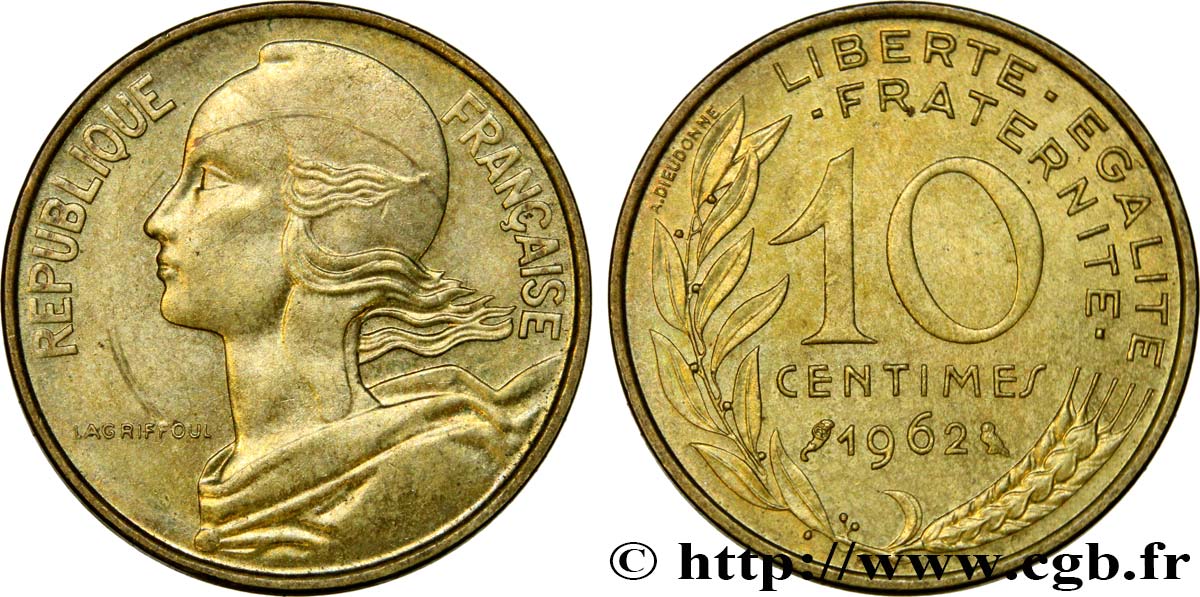 10 centimes Marianne 1962 Paris F.144/2 AU50 