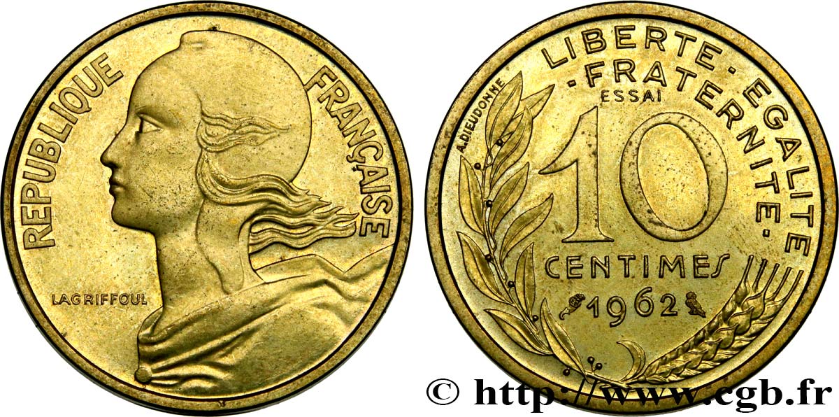 Essai de 10 centimes Marianne 1962 Paris F.144/1 EBC60 