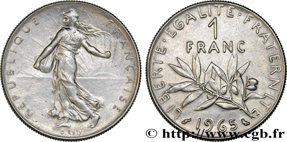 1 franc Semeuse, nickel 1965 Paris F.226/9 AU52 