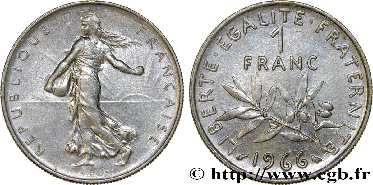 1 franc Semeuse, nickel 1966 Paris F.226/11 AU52 