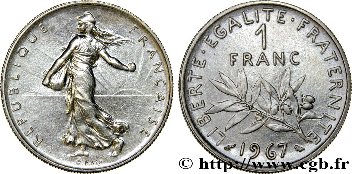 1 franc Semeuse, nickel 1967 Paris F.226/12 EBC60 