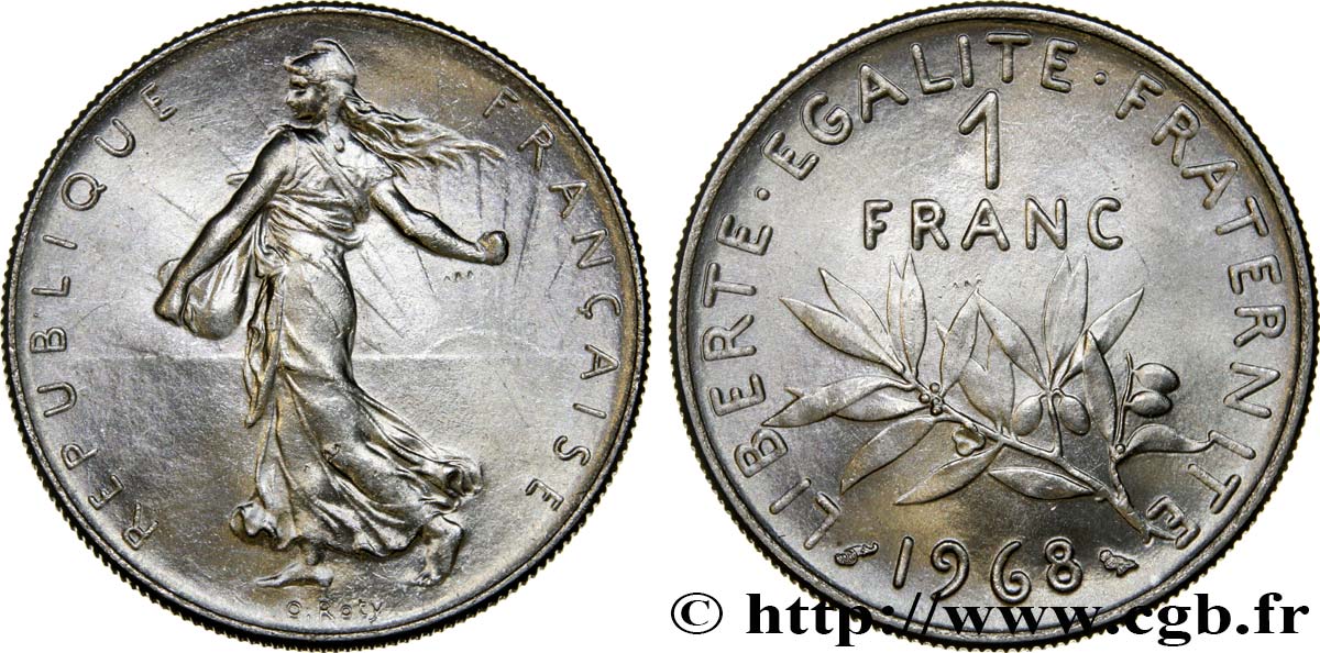 1 franc Semeuse, nickel 1968 Paris F.226/13 EBC55 