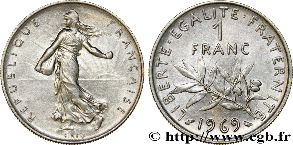 1 franc Semeuse, nickel 1969 Paris F.226/14 SPL55 