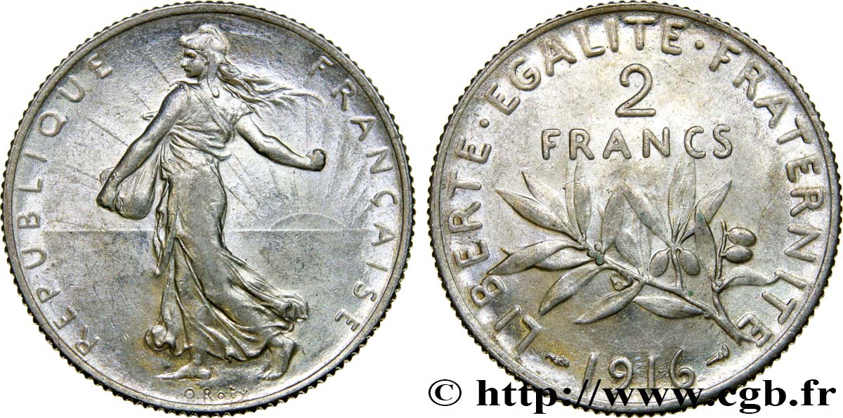 2 francs Semeuse 1916  F.266/18 AU58 