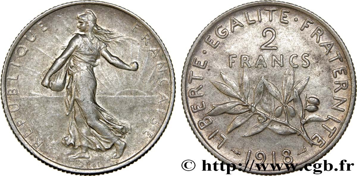 2 francs Semeuse 1918  F.266/20 AU52 