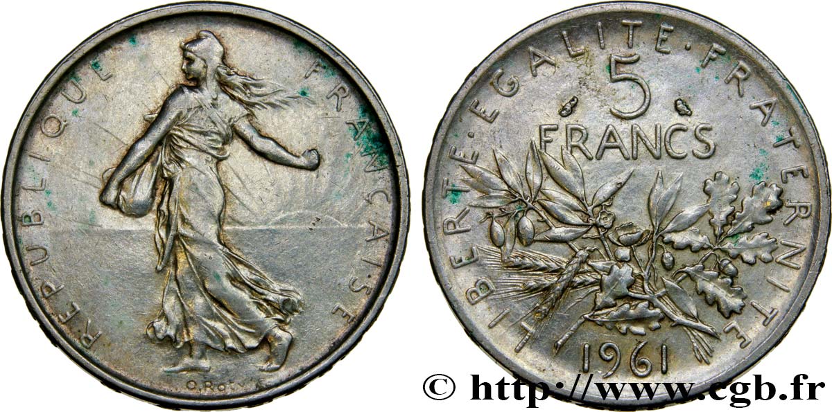 5 francs Semeuse, argent 1961 Paris F.340/5 MBC50 